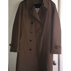 London Fog Men’s Khaki Beige Double Breasted Dressy Trench Coat Size 42 VGUC